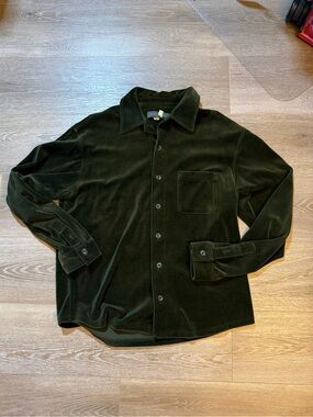Banana Republic Olive Green Velvet Shirt Jacket